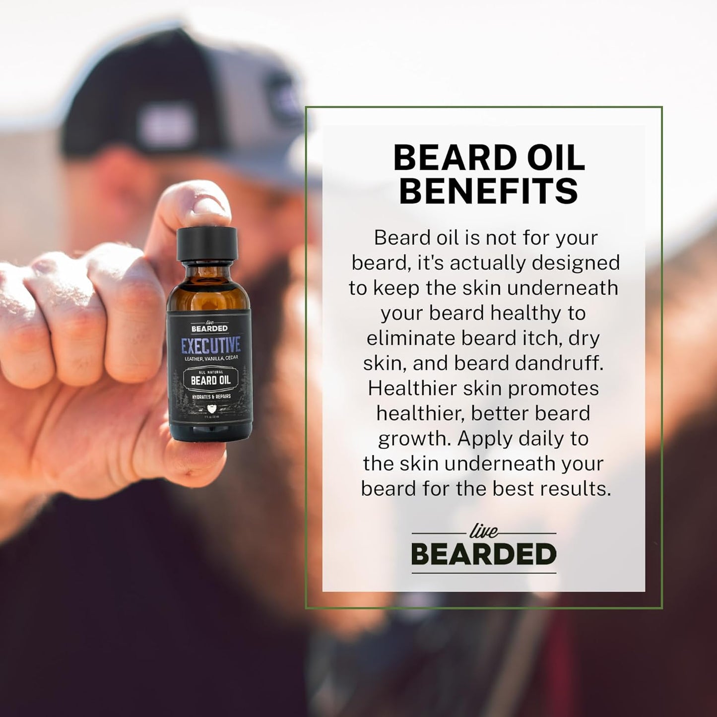 Premium Beard Oil - 1 Fl Oz All-Natural Jojoba for Men | Executive Cedar & Vanilla Scent | Soothes Dry, Flaky Skin