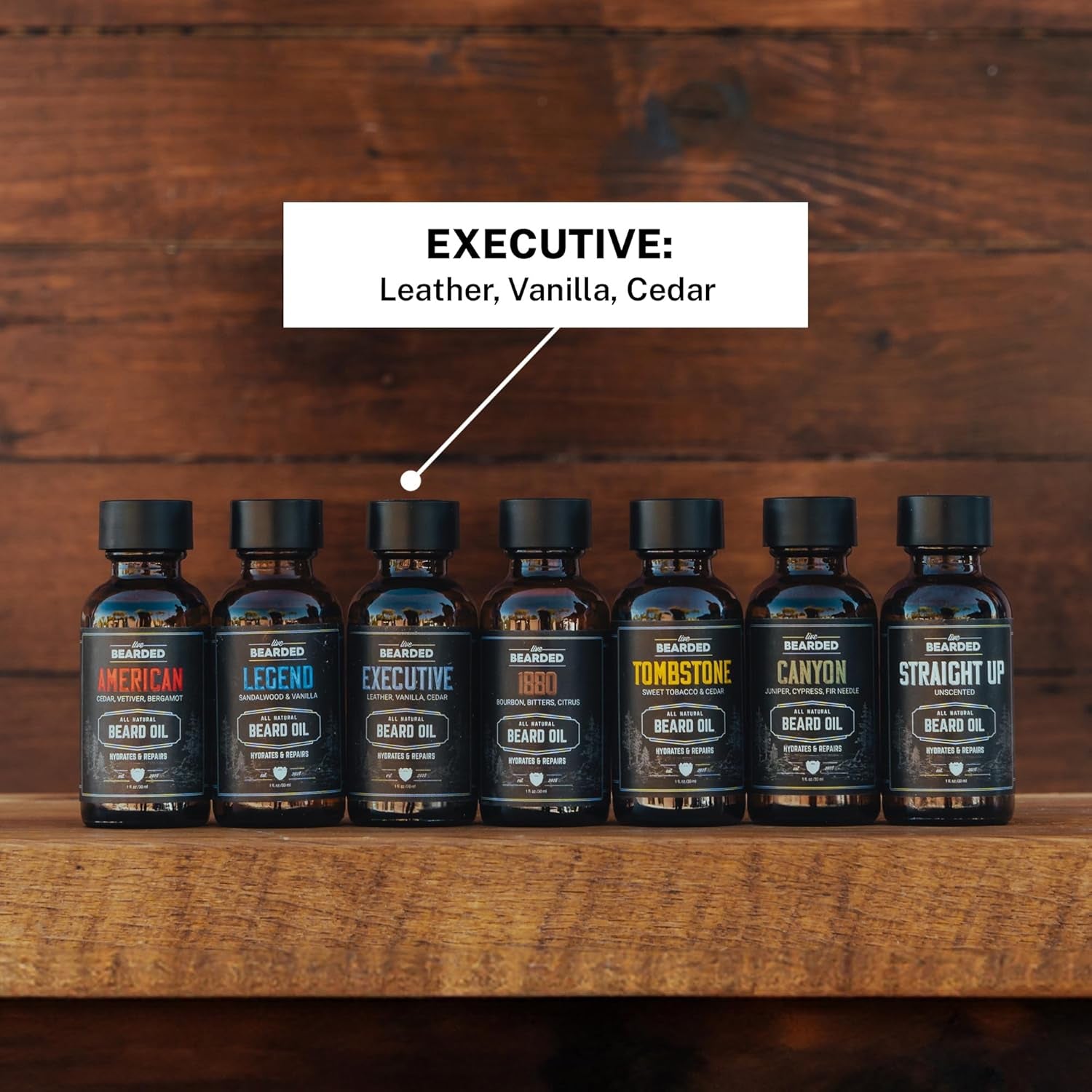 Premium Beard Oil - 1 Fl Oz All-Natural Jojoba for Men | Executive Cedar & Vanilla Scent | Soothes Dry, Flaky Skin